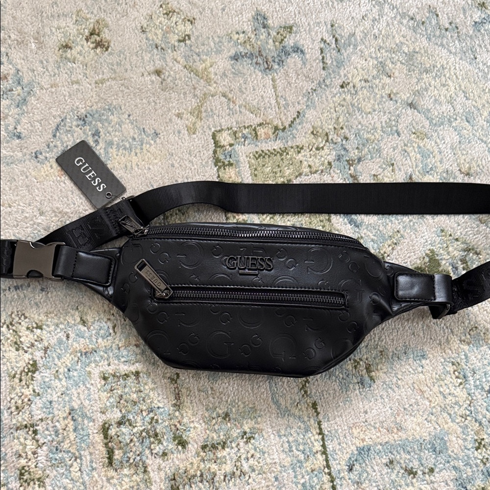 GUESS Embossed Black Men's Belt Bag